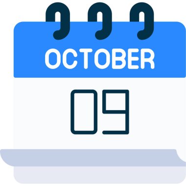 09 Ekim takvim simgesi, vektör illüstrasyonu