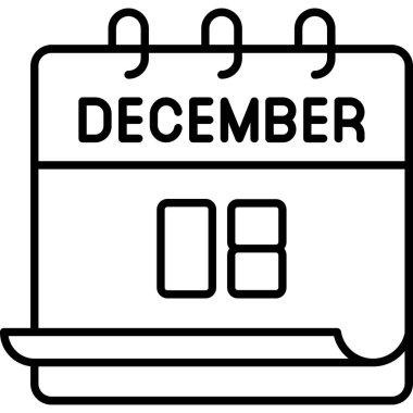 8 Aralık takvim simgesi tasarımı. Buluşma zamanı. Olay çizelgesi. Düz vektör illüstrasyonu.