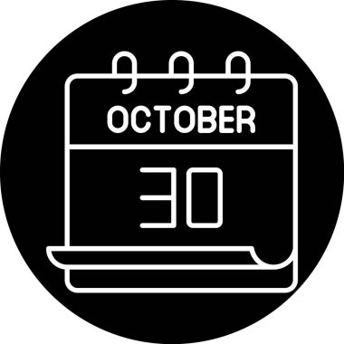 30 Ekim takvim simgesi, vektör illüstrasyonu
