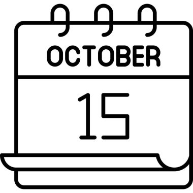 15 Ekim takvim simgesi, vektör illüstrasyonu