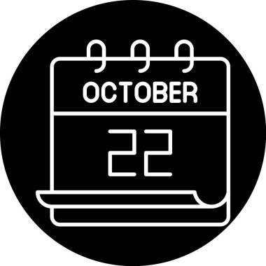 22 Ekim takvim simgesi, vektör illüstrasyonu