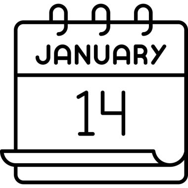14 Ocak takvim simgesi tasarımı. Buluşma zamanı. Olay çizelgesi. Düz vektör illüstrasyonu.