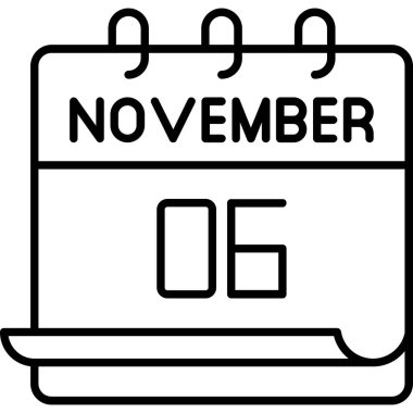 6 Kasım takvim simgesi tasarımı. Buluşma zamanı. Olay çizelgesi. Düz vektör illüstrasyonu.