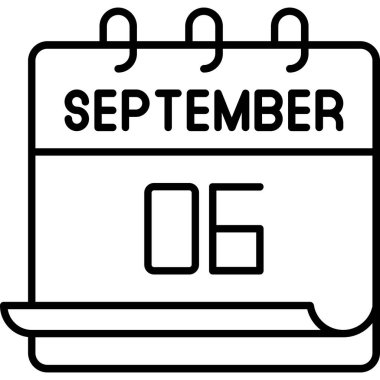 06 Eylül. Takvim simgesinin vektör illüstrasyonu