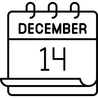 14 Aralık takvim simgesi tasarımı. Buluşma zamanı. Olay çizelgesi. Düz vektör illüstrasyonu.