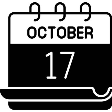 17 Ekim takvim simgesi, vektör illüstrasyonu