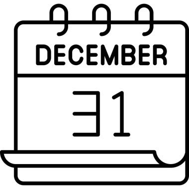 31 Aralık takvim simgesi tasarımı. Buluşma zamanı. Olay çizelgesi. Düz vektör illüstrasyonu.