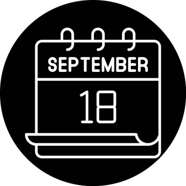 18 Eylül. Takvim simgesinin vektör illüstrasyonu