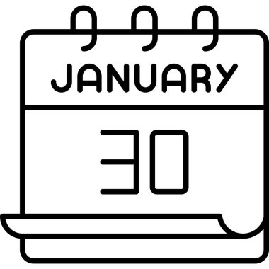 30 Ocak takvim simgesi tasarımı. Buluşma zamanı. Olay çizelgesi. Düz vektör illüstrasyonu.