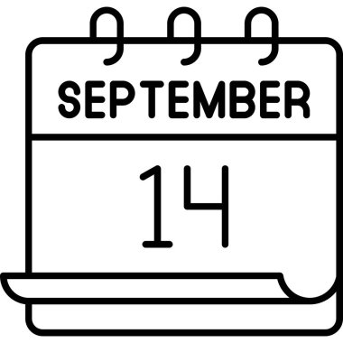 14 Eylül. Takvim simgesinin vektör illüstrasyonu