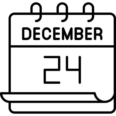24 Aralık takvim simgesi tasarımı. Buluşma zamanı. Olay çizelgesi. Düz vektör illüstrasyonu.