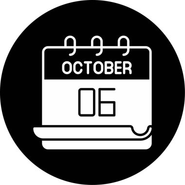 06 Ekim takvim simgesi, vektör illüstrasyonu
