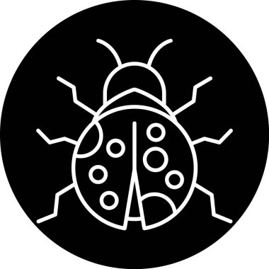 Belirgin benekleri ve bacakları olan bir uğur böceğinin siyah beyaz çizimi