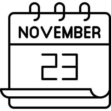 23 Kasım takvim simgesi tasarımı. Buluşma zamanı. Olay çizelgesi. Düz vektör illüstrasyonu.