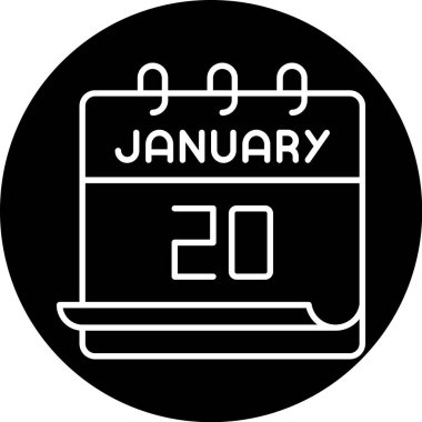 20 Ocak takvim ikonu tasarımı. Buluşma zamanı. Olay çizelgesi. Düz vektör illüstrasyonu.