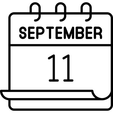 11 Eylül. Takvim simgesinin vektör illüstrasyonu