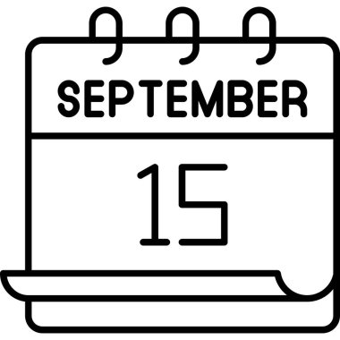 15 Eylül. Takvim simgesinin vektör illüstrasyonu