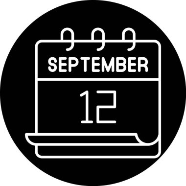 12 Eylül. Takvim simgesinin vektör illüstrasyonu