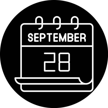 28 Eylül. Takvim simgesinin vektör illüstrasyonu