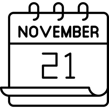 21 Kasım takvim simgesi tasarımı. Buluşma zamanı. Olay çizelgesi. Düz vektör illüstrasyonu.
