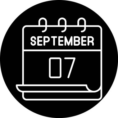 07 Eylül. Takvim simgesinin vektör illüstrasyonu
