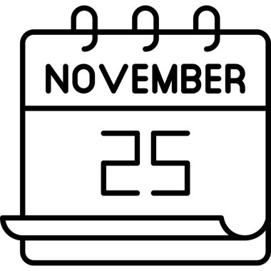 25 Kasım takvim simgesi tasarımı. Buluşma zamanı. Olay çizelgesi. Düz vektör illüstrasyonu.