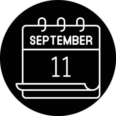 11 Eylül. Takvim simgesinin vektör illüstrasyonu