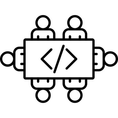 Kodlama tablosu etrafında işbirliği yapan insanlar