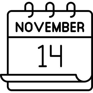 14 Kasım takvim simgesi tasarımı. Buluşma zamanı. Olay çizelgesi. Düz vektör illüstrasyonu.