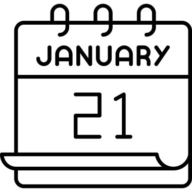 21 Ocak takvim simgesi tasarımı. Buluşma zamanı. Olay çizelgesi. Düz vektör illüstrasyonu.