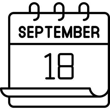 18 Eylül. Takvim simgesinin vektör illüstrasyonu