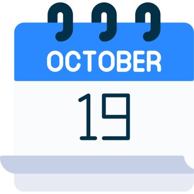 19 Ekim takvim simgesi, vektör illüstrasyonu