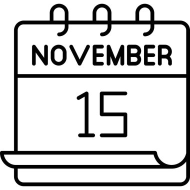15 Kasım takvim simgesi tasarımı. Buluşma zamanı. Olay çizelgesi. Düz vektör illüstrasyonu.