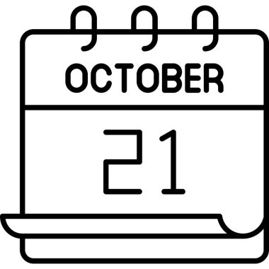 21 Ekim takvim simgesi, vektör illüstrasyonu