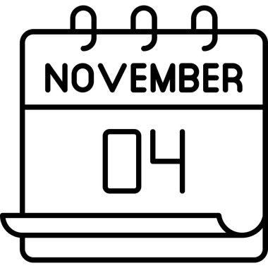 4 Kasım takvim simgesi tasarımı. Buluşma zamanı. Olay çizelgesi. Düz vektör illüstrasyonu.