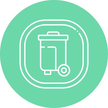 Açık yeşil arkaplana karşı çöp kutusunun basit ana hatlarını gösteren dairesel simge