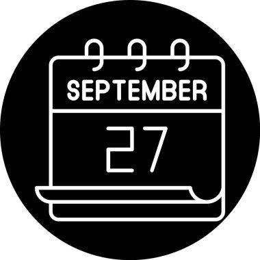 27 Eylül. Takvim simgesinin vektör illüstrasyonu