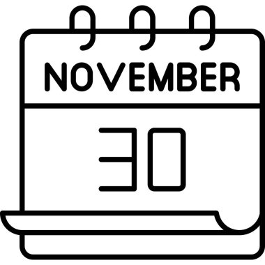 30 Kasım takvim simgesi tasarımı. Buluşma zamanı. Olay çizelgesi. Düz vektör illüstrasyonu.