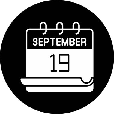 19 Eylül. Takvim simgesinin vektör illüstrasyonu
