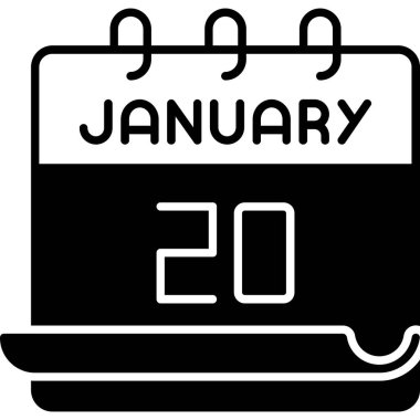 20 Ocak takvim ikonu tasarımı. Buluşma zamanı. Olay çizelgesi. Düz vektör illüstrasyonu.