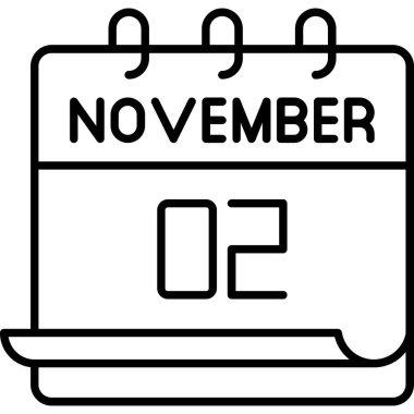 2 Kasım takvim simgesi tasarımı. Buluşma zamanı. Olay çizelgesi. Düz vektör illüstrasyonu.