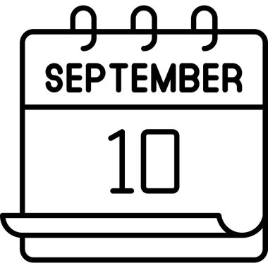 10 Eylül. Takvim simgesinin vektör illüstrasyonu