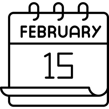 15 Şubat takvim simgesi tasarımı, vektör illüstrasyonu
