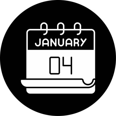 4 Ocak takvim simgesi tasarımı. Buluşma zamanı. Olay çizelgesi. Düz vektör illüstrasyonu.