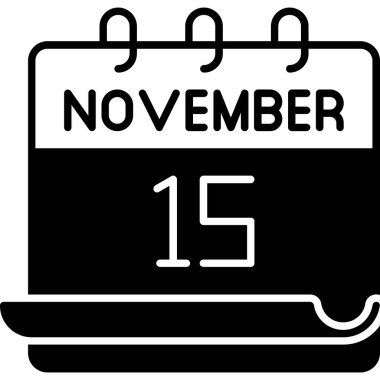 15 Kasım takvim simgesi tasarımı. Buluşma zamanı. Olay çizelgesi. Düz vektör illüstrasyonu.