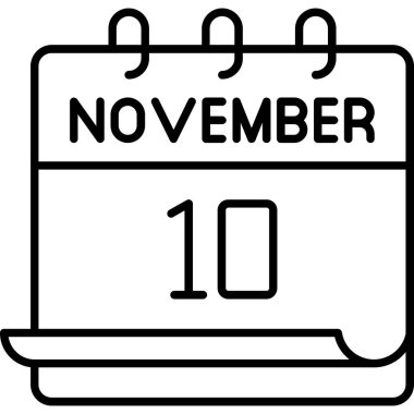 10 Kasım takvim simgesi tasarımı. Buluşma zamanı. Olay çizelgesi. Düz vektör illüstrasyonu.