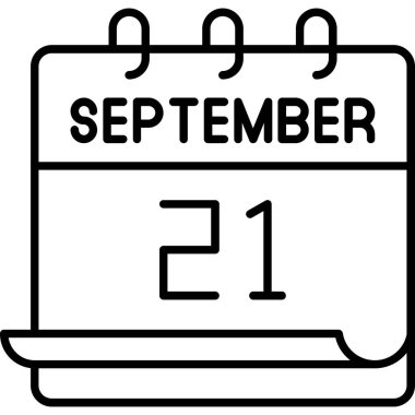21 Eylül. Takvim simgesinin vektör illüstrasyonu