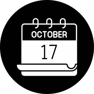 17 Ekim takvim simgesi, vektör illüstrasyonu