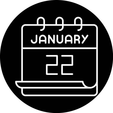 22 Ocak takvim simgesi tasarımı. Buluşma zamanı. Olay çizelgesi. Düz vektör illüstrasyonu.