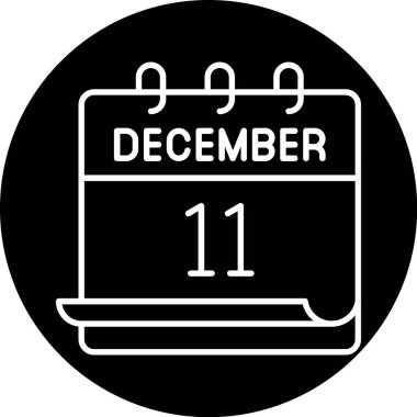 11 Aralık takvim simgesi tasarımı. Buluşma zamanı. Olay çizelgesi. Düz vektör illüstrasyonu.